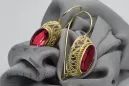 Or jaune 14 carats Rubis Des boucles d'oreilles Artisanat vintage vec023y